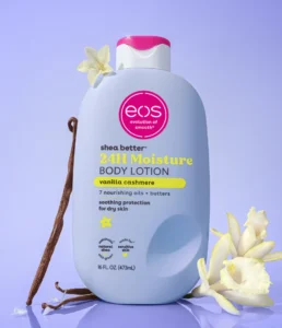 eos Shea Better 身体乳香草羊绒,24 小时保湿护肤,轻盈不油腻,天然乳木果,素食,香草身体乳液,16 液体盎司(约 473.2 毫升)