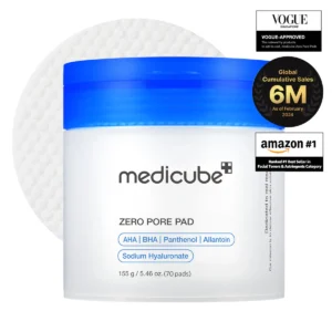 medicube 爽肤水 零毛孔垫 2.0 | 双纹理面部垫用于去角质和毛孔护理,含 4.5% AHA 乳酸,0.45% BHA 水杨酸 | 适合所有人,韩国皮肤护理,70 片(1 包)